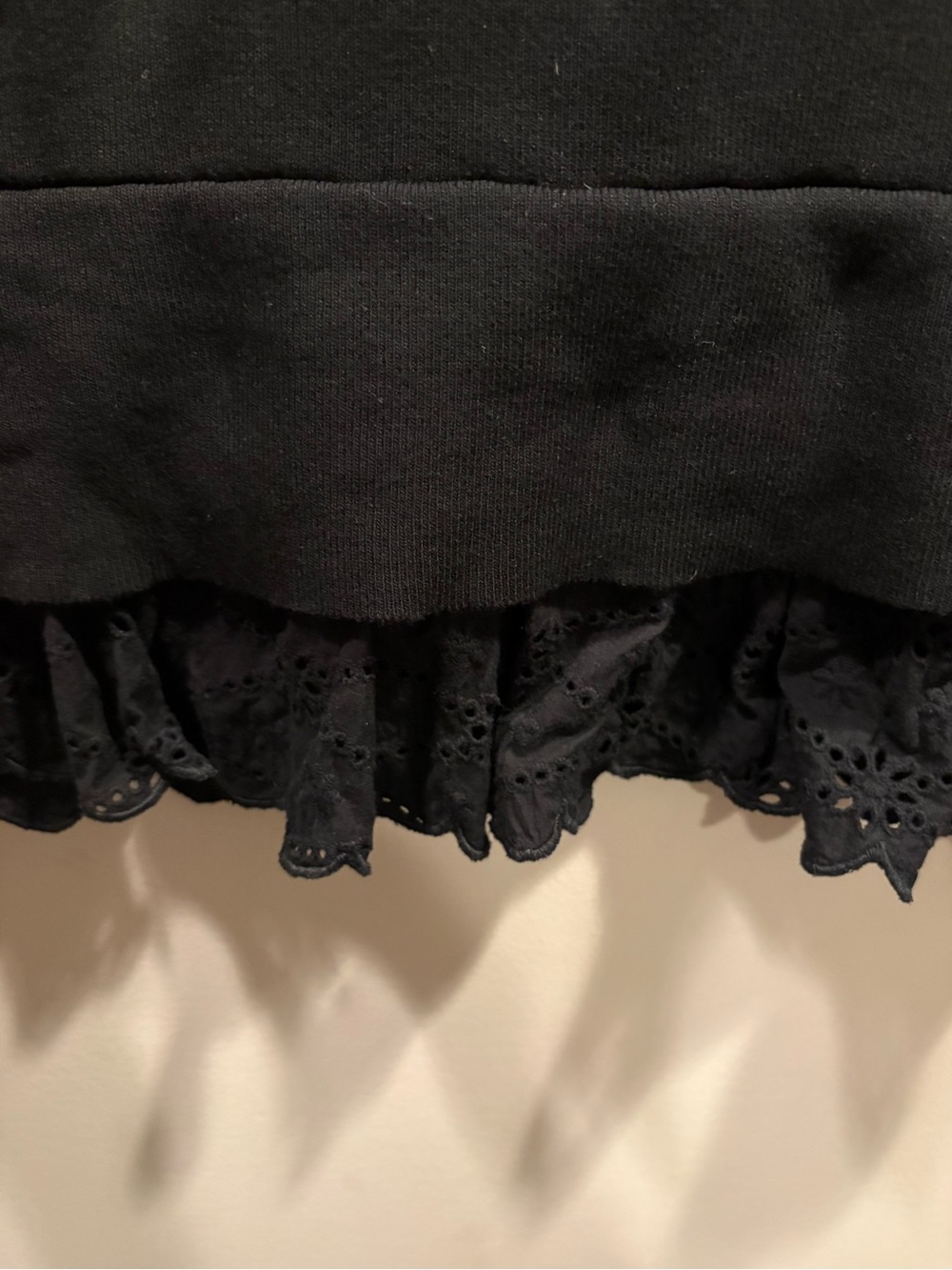 Anthropologie Black Eyelet Peplum Sweater Top - Picture 5 of 7
